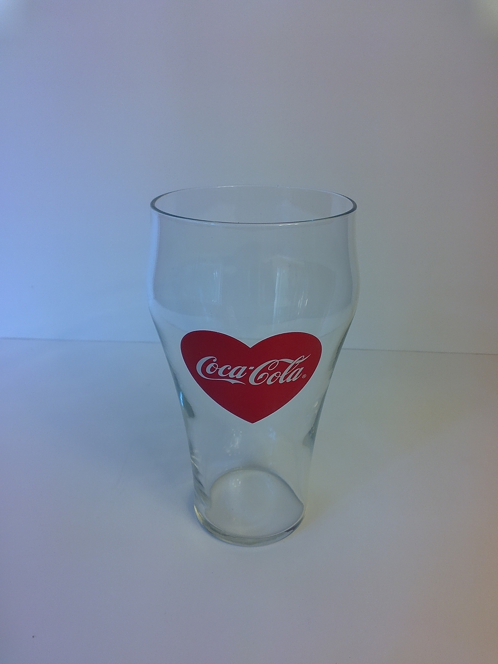 Coca Cola Clear Glass with Red Heart Emblem